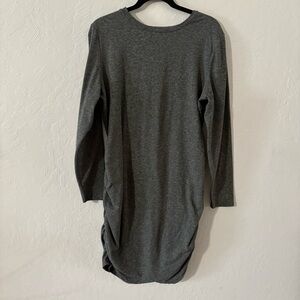 Express Body Contour Dress Sz XL Heather Gray Ruched Sides Long Sleeve Knee Leng